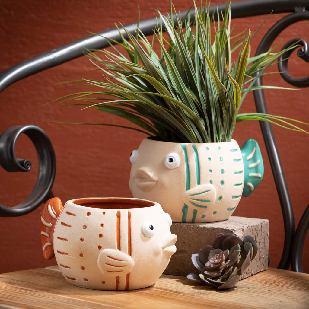 Frolicking Fish Planter Set 2 