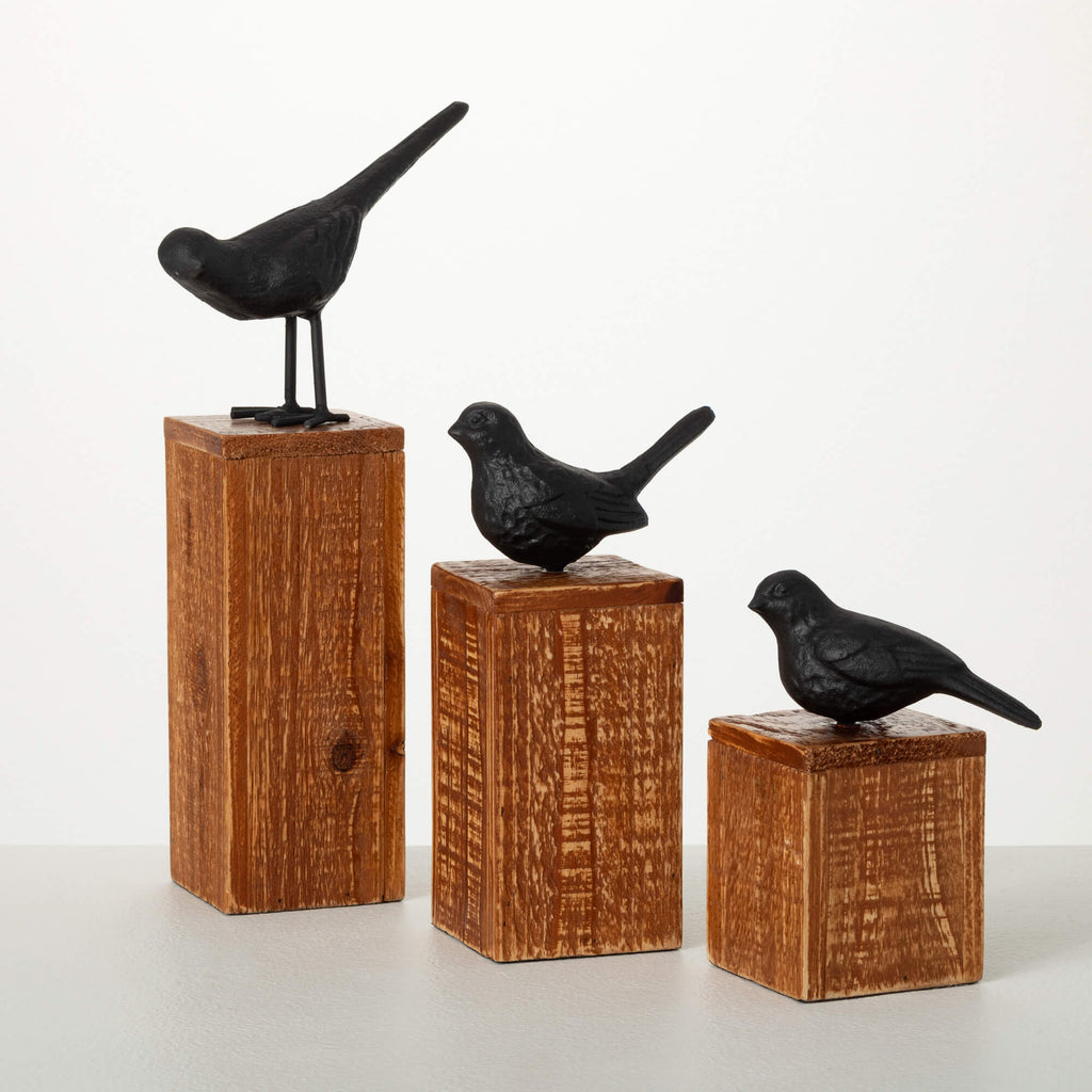 Metal & Wood Bird Sculptures  