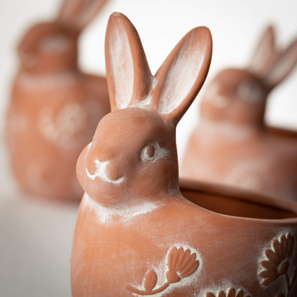 Terracotta Bunny Planter Set 3