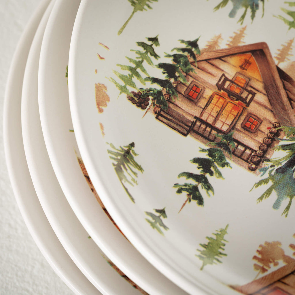 Rustic Cabin Snack Plate Set 4