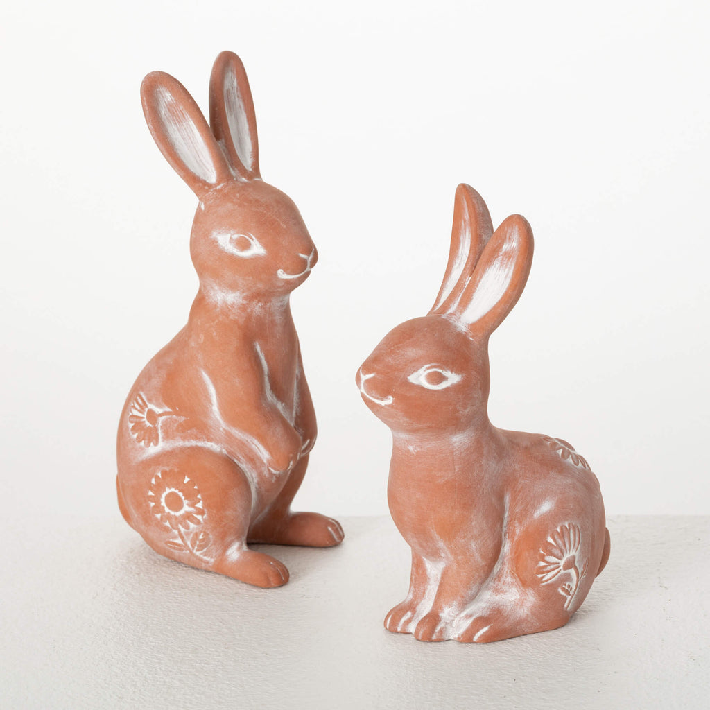 Terracotta Rabbit Figurine Set