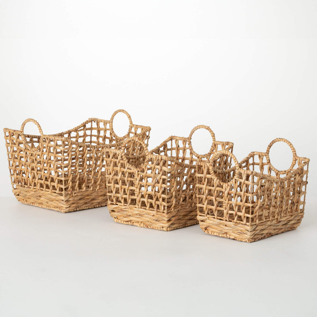 Large Open Weave Basket Set Of