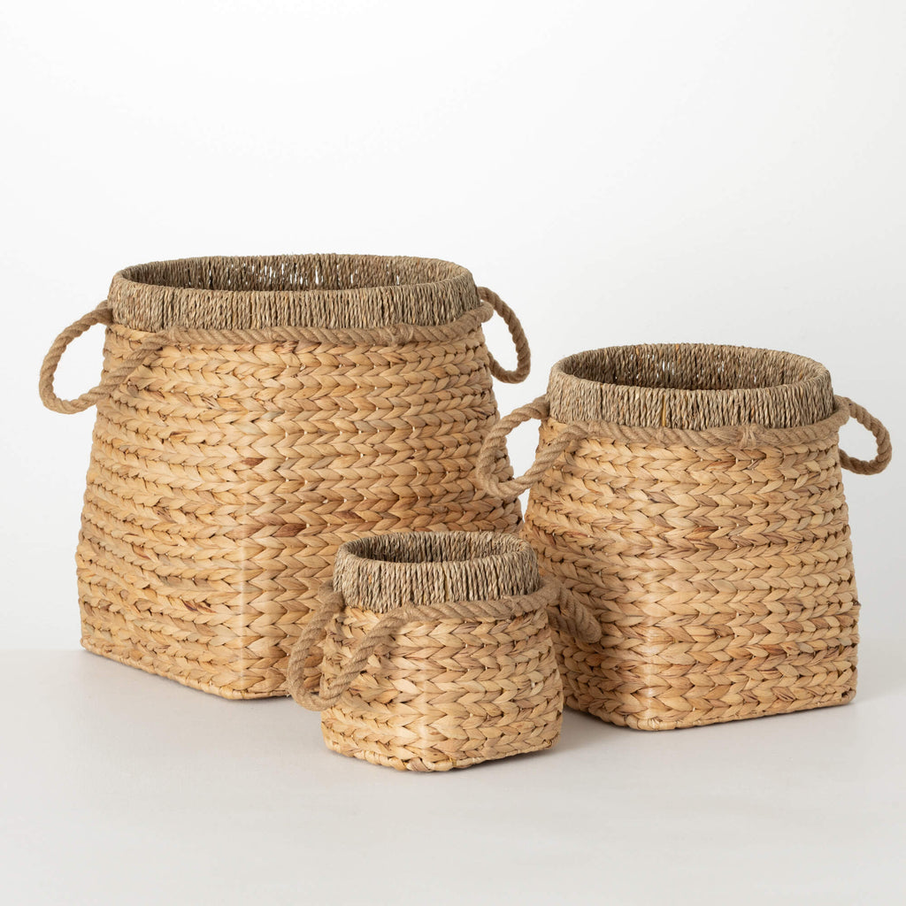 Basket Set Of 3 With Rope Hand