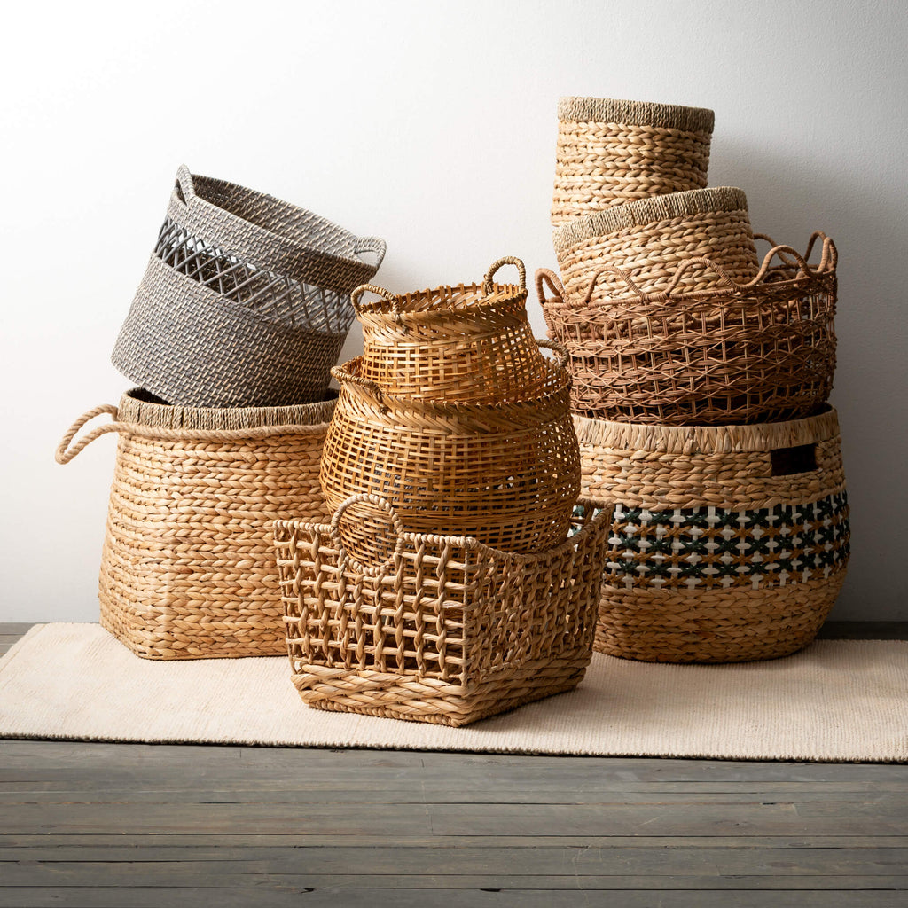 Basket Set Of 3 With Rope Hand