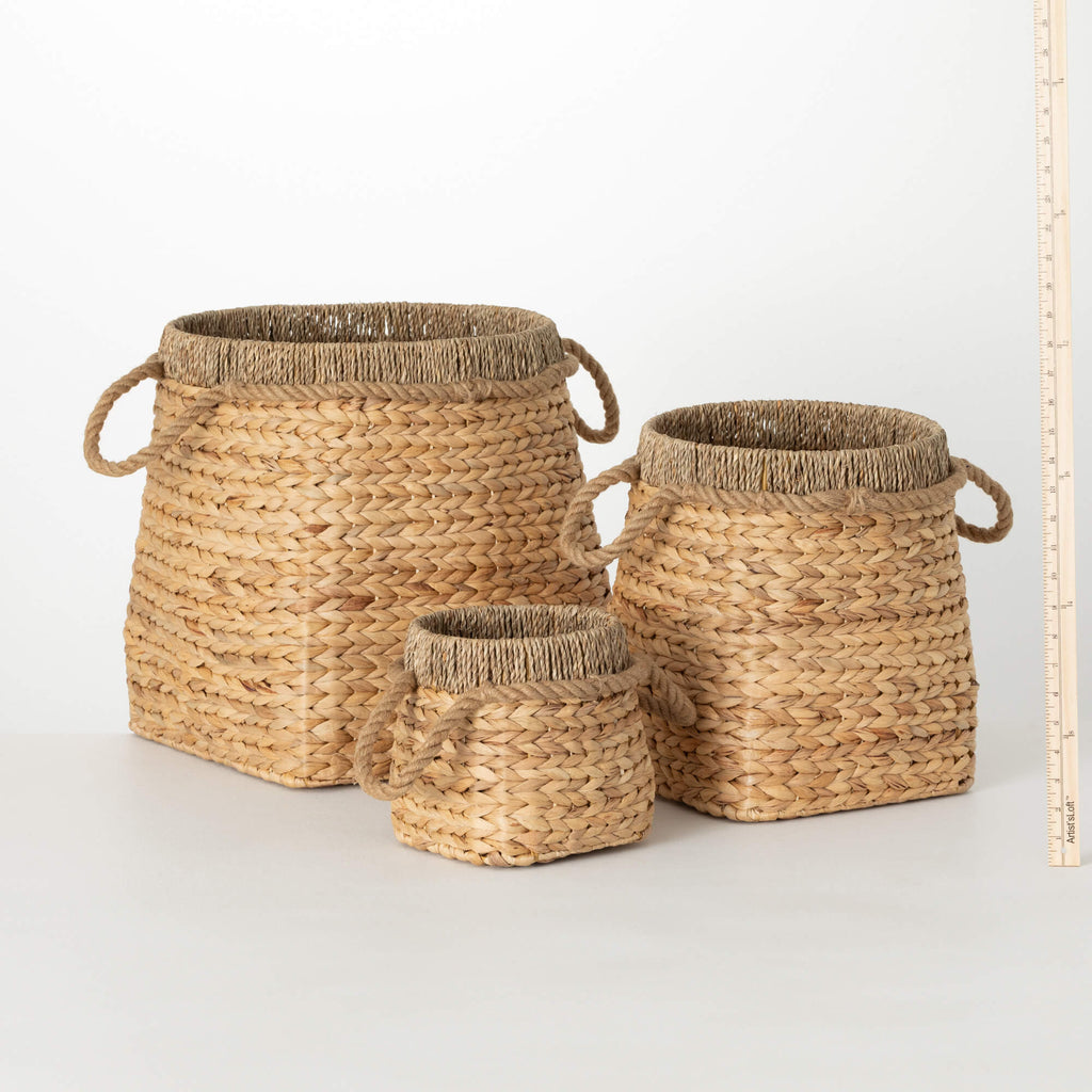 Basket Set Of 3 With Rope Hand