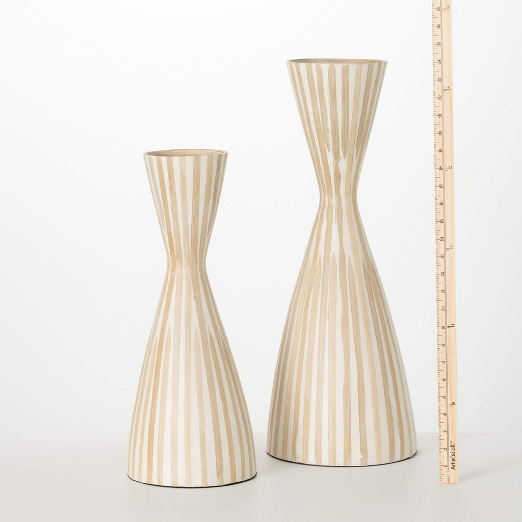 Natural Bamboo Capiz Vase Set 