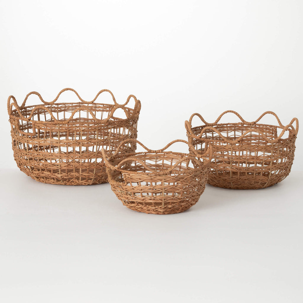 Large Nested Rattan Basket Set