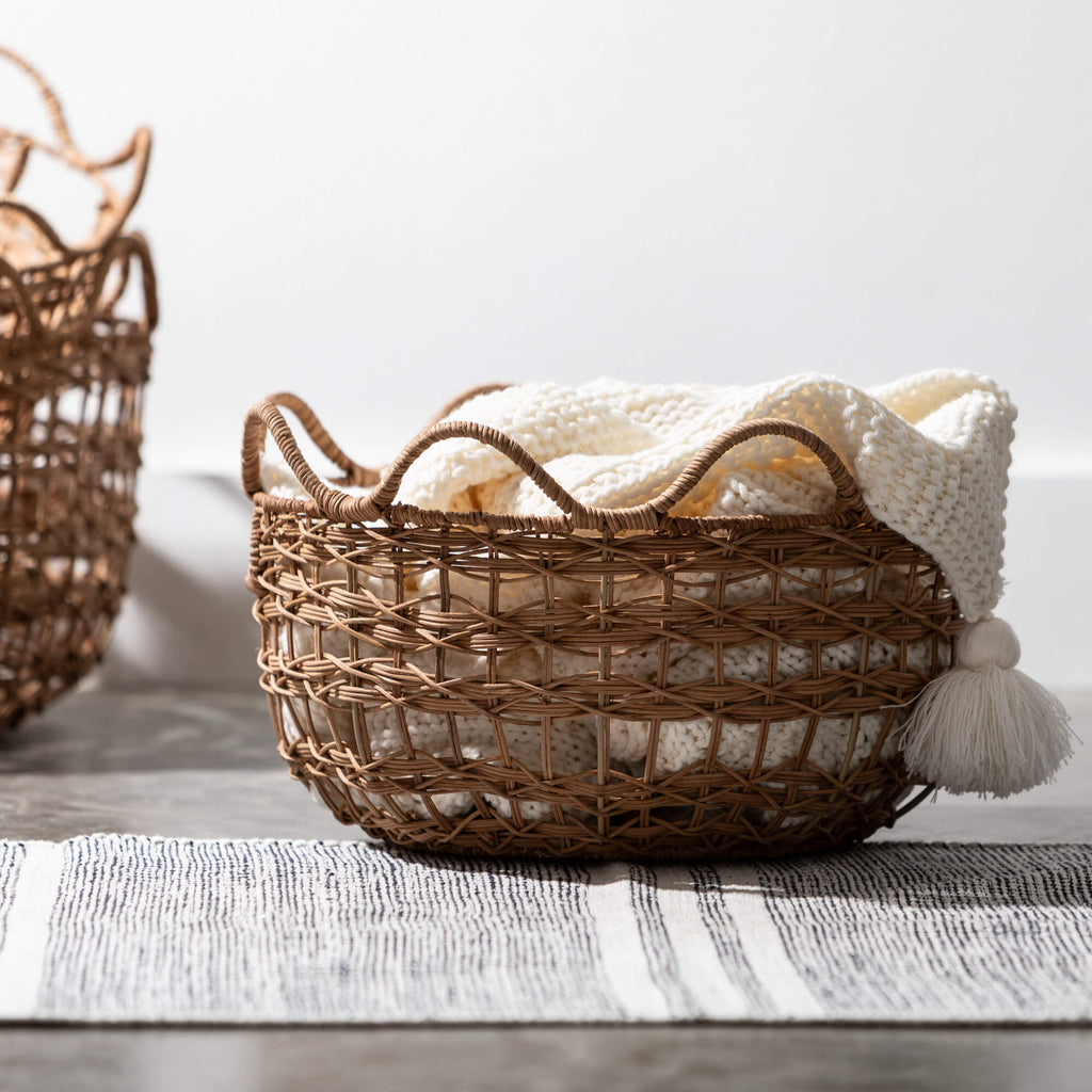 Large Nested Rattan Basket Set