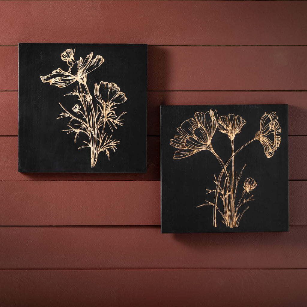 Carved Floral Print Wall Decor