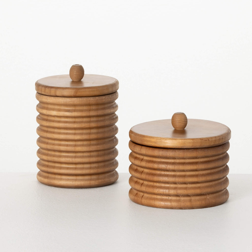 Ribbed Wood Containers With Li