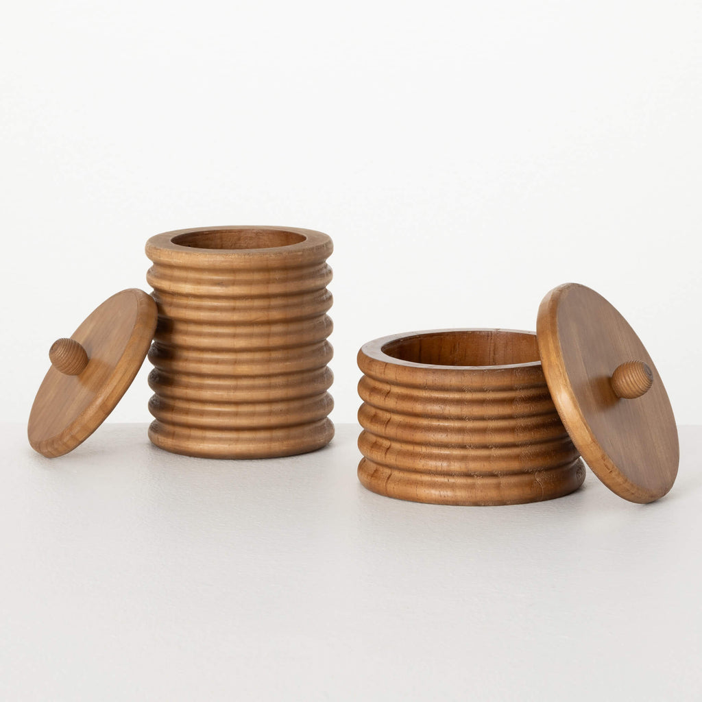 Ribbed Wood Containers With Li