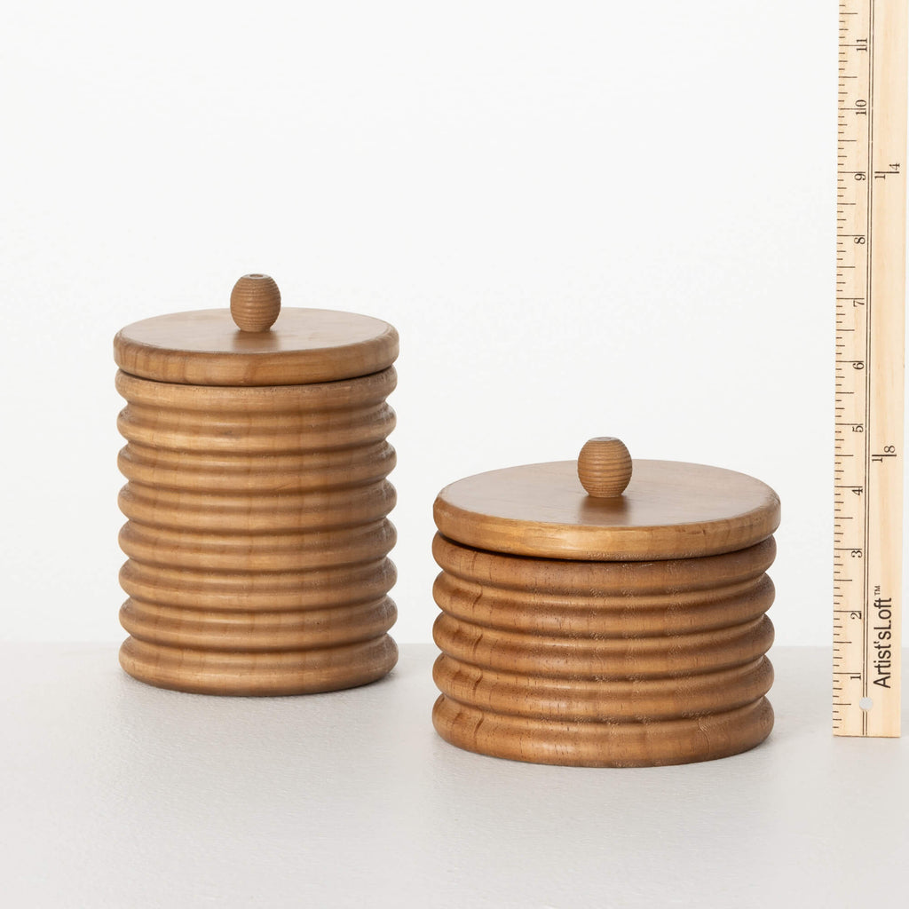 Ribbed Wood Containers With Li