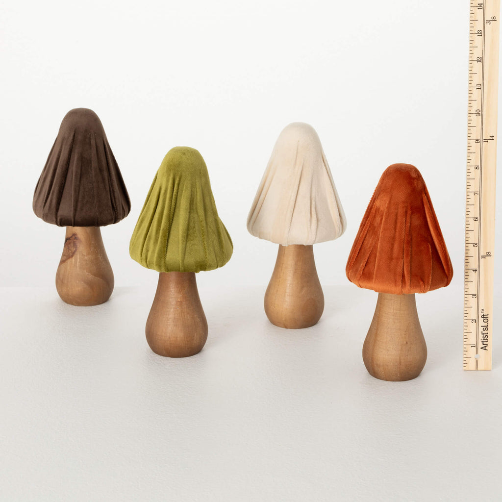 Four-Color Wood Mushroom Set  