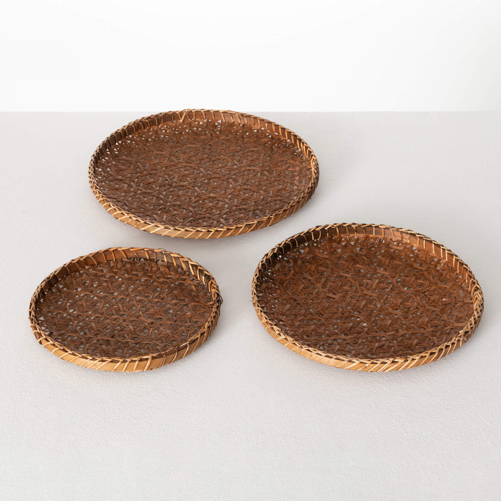 Round Woven Tray Set Of 3     