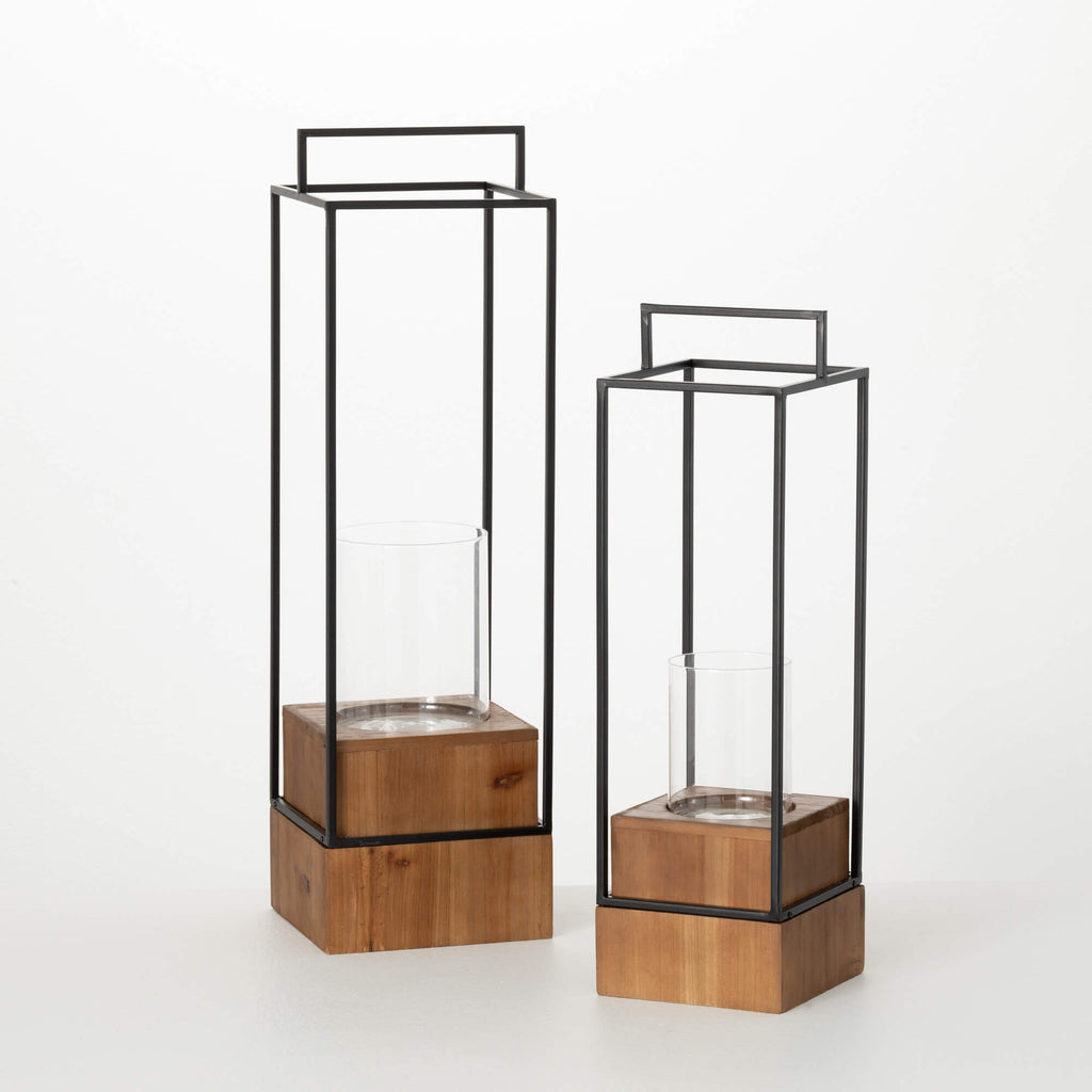 Square Hurrican Lantern Set   