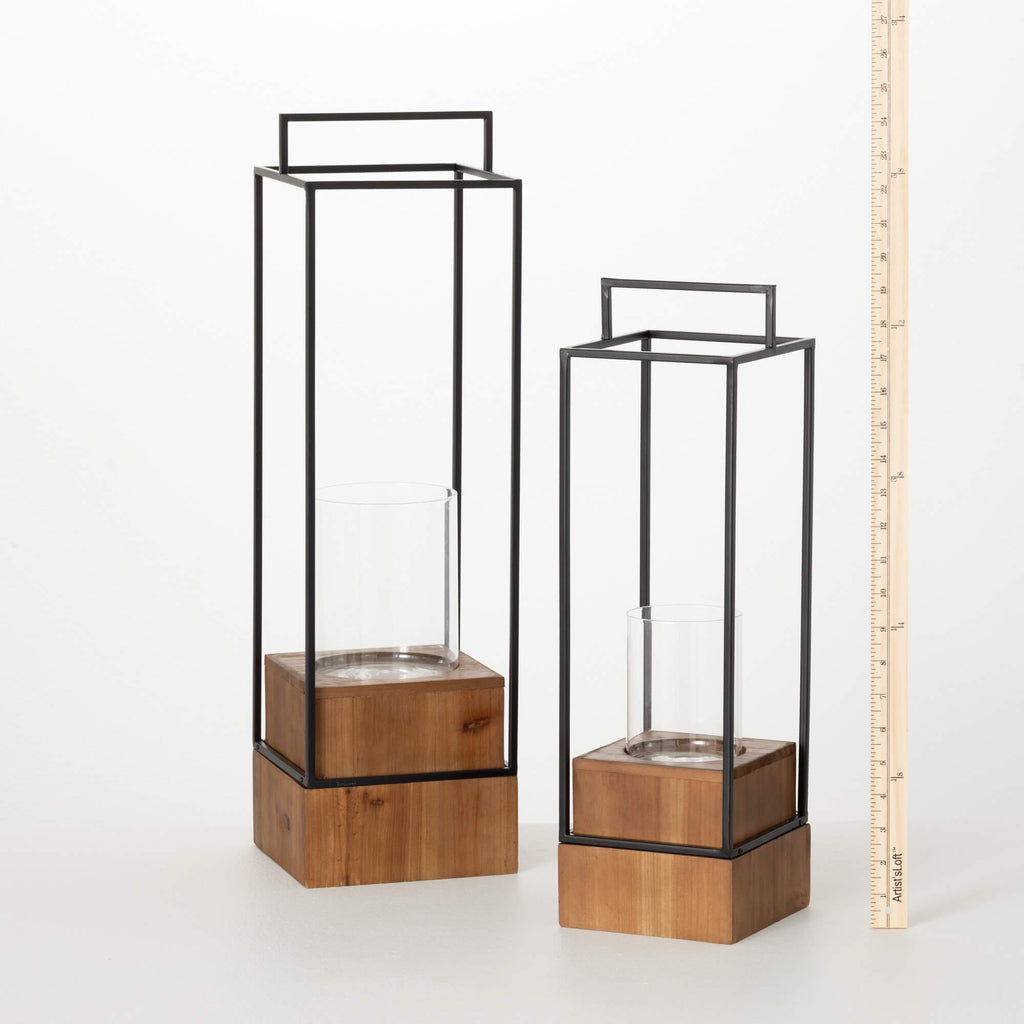 Square Hurrican Lantern Set   