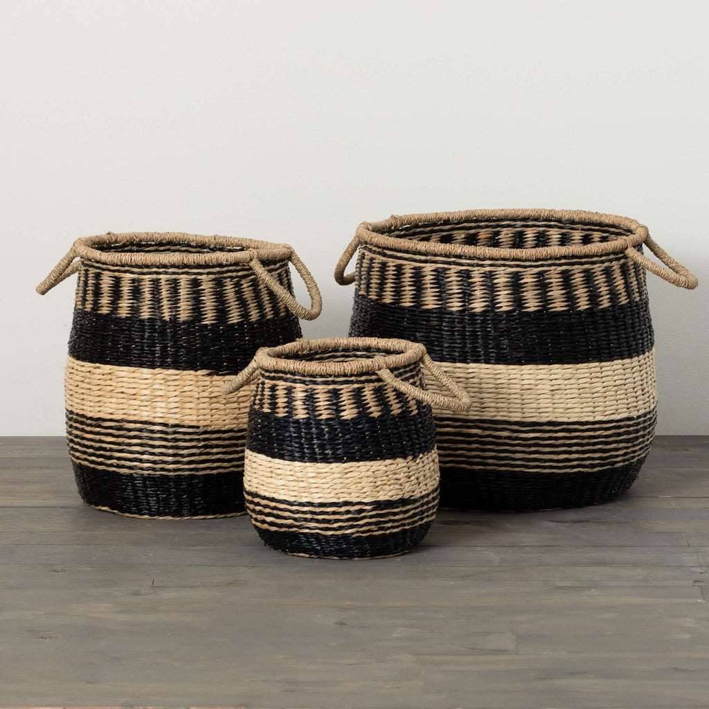 Woven Baskets With Handles Tri