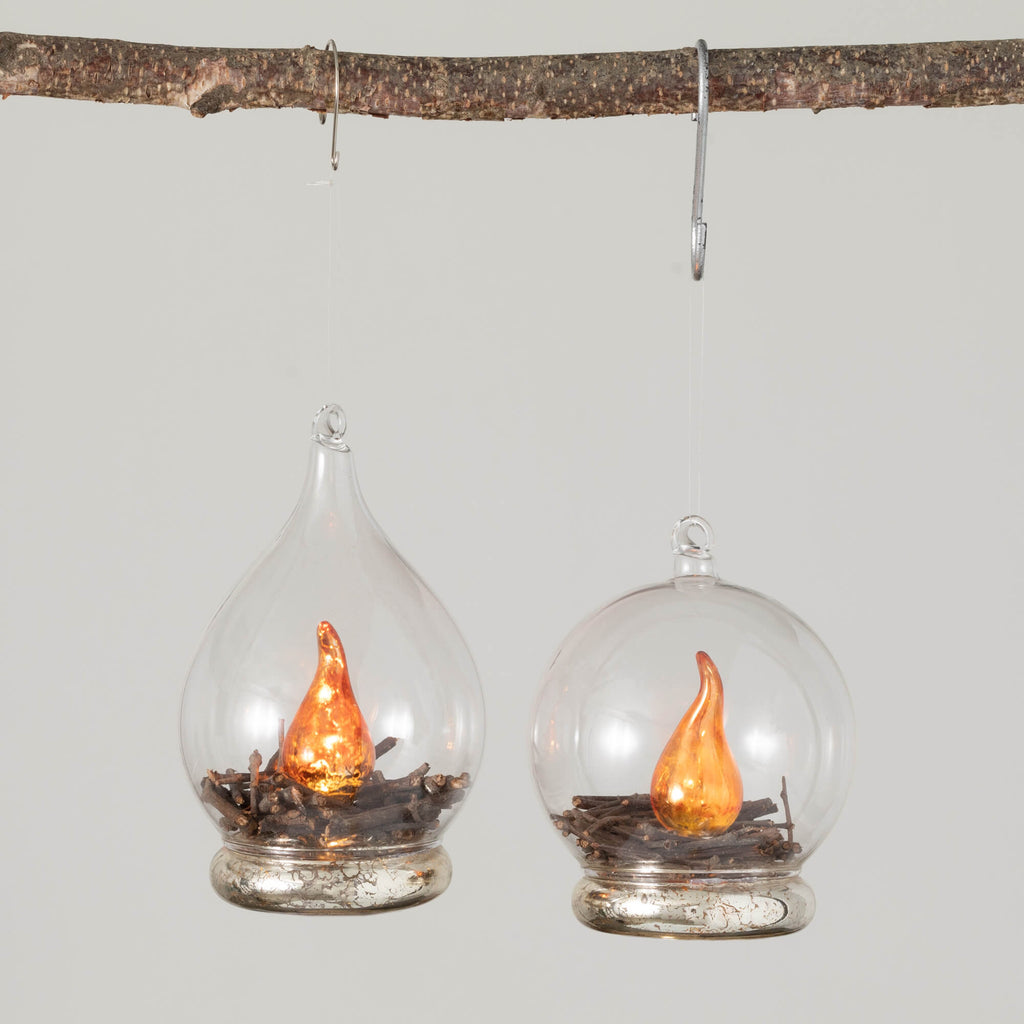 Lighted Campfire Ornament Set 