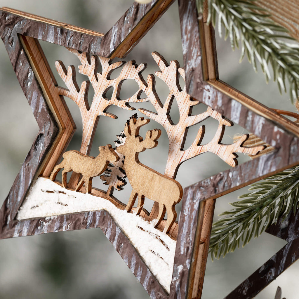 Wood Star And Tree Ornaments  