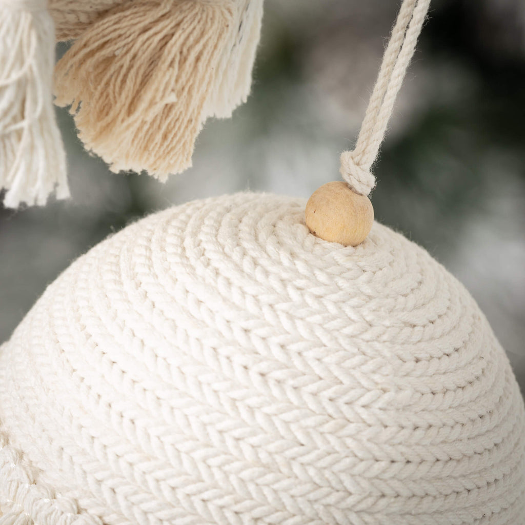 Boho Cream Tassel Ornament Set