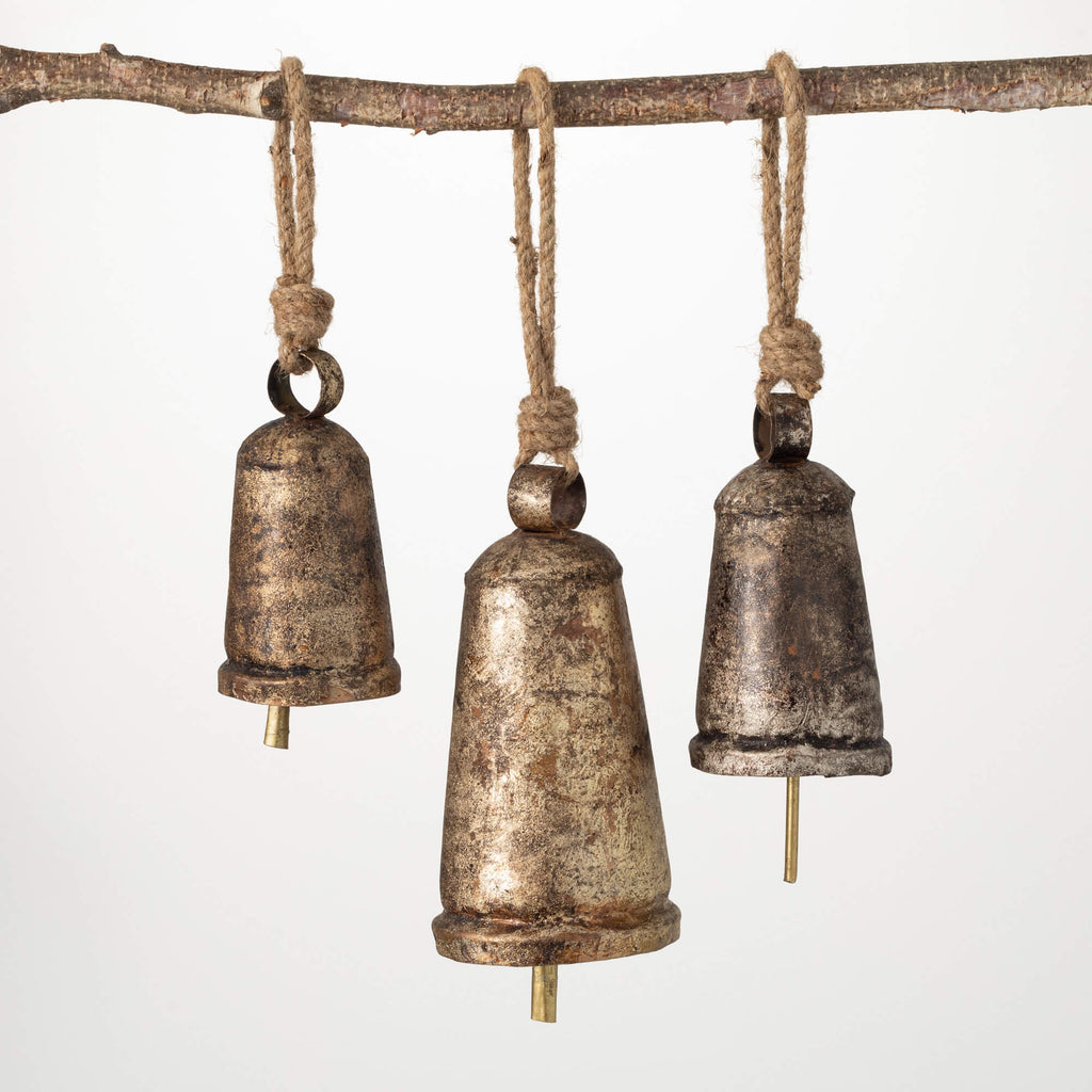 Rustic Bell Ornament Trio     