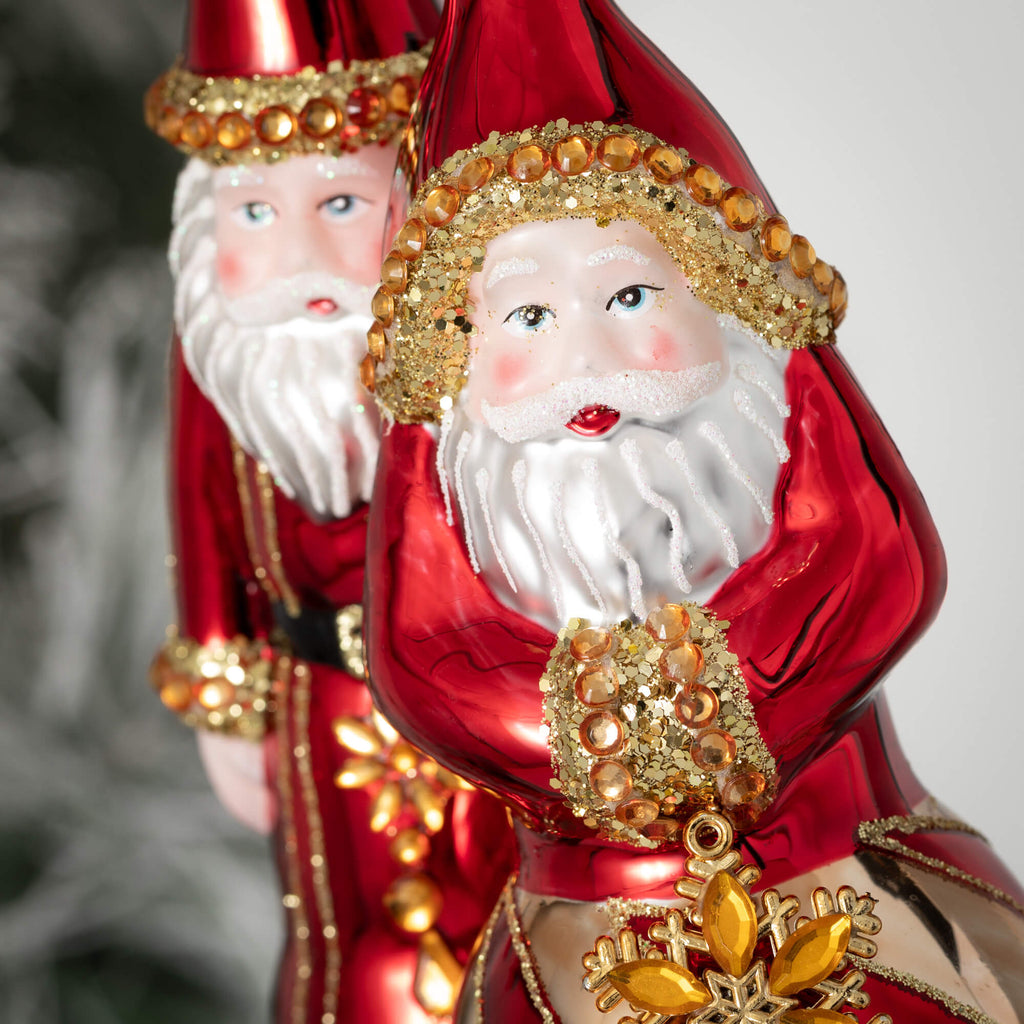 Whimsical Glass Santa Finials 