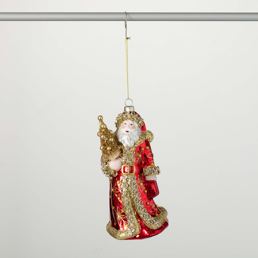 Santa With Gold Tree Ornament 