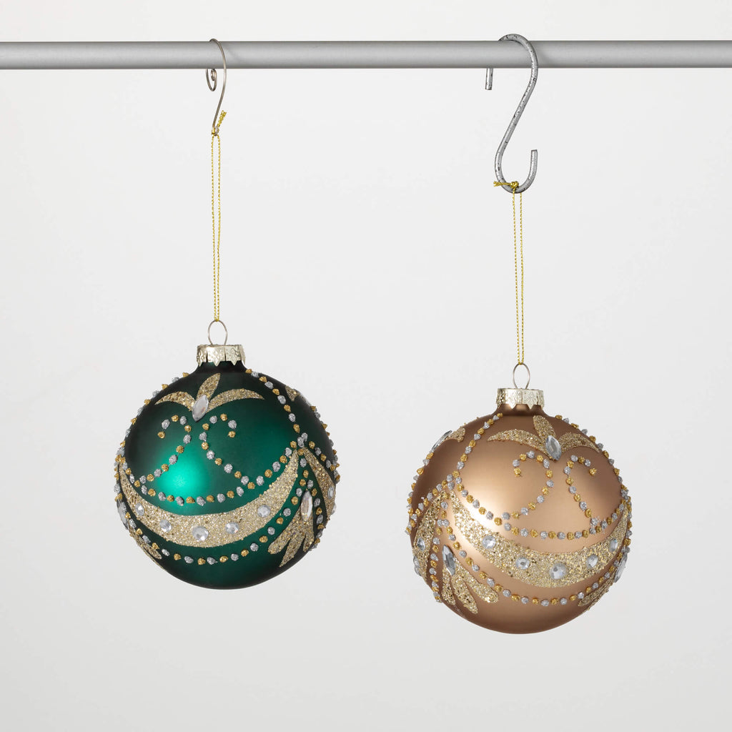 Green Gold Ball Ornament Set  