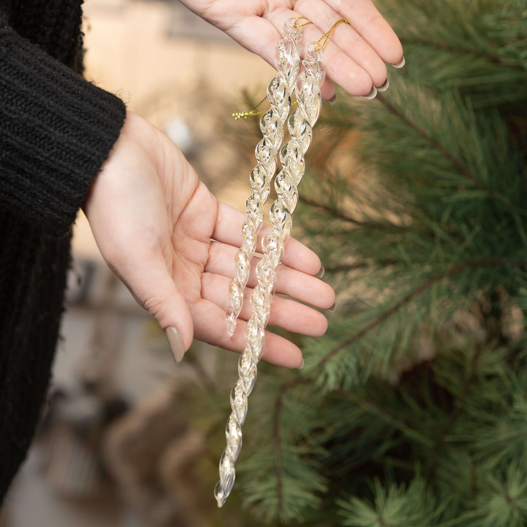 Gold Accented Icicle Ornaments