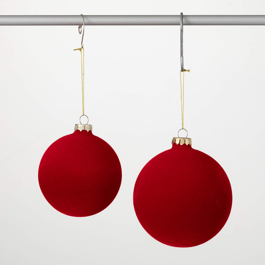 Red Velvet Ball Ornament Set  