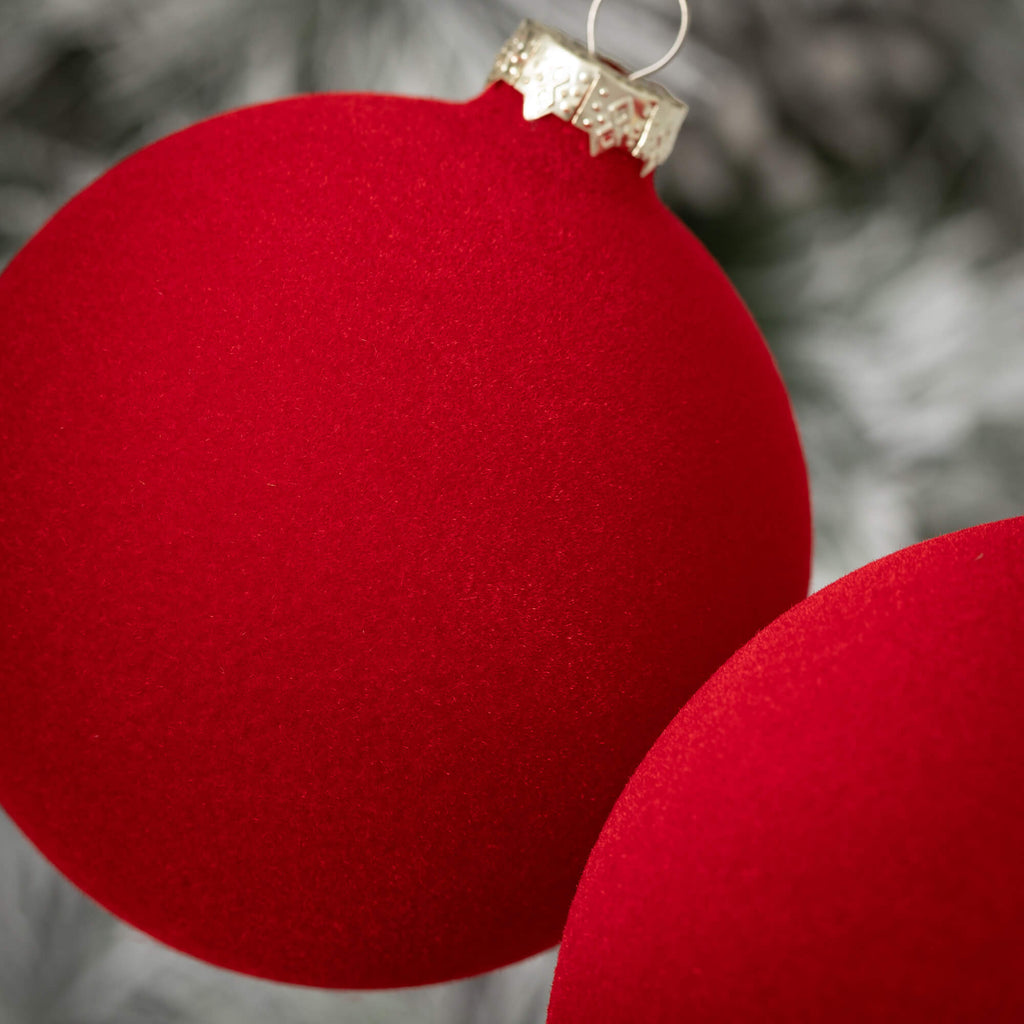 Red Velvet Ball Ornament Set  