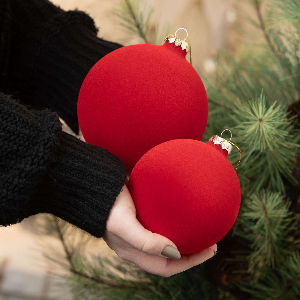 Red Velvet Ball Ornament Set  