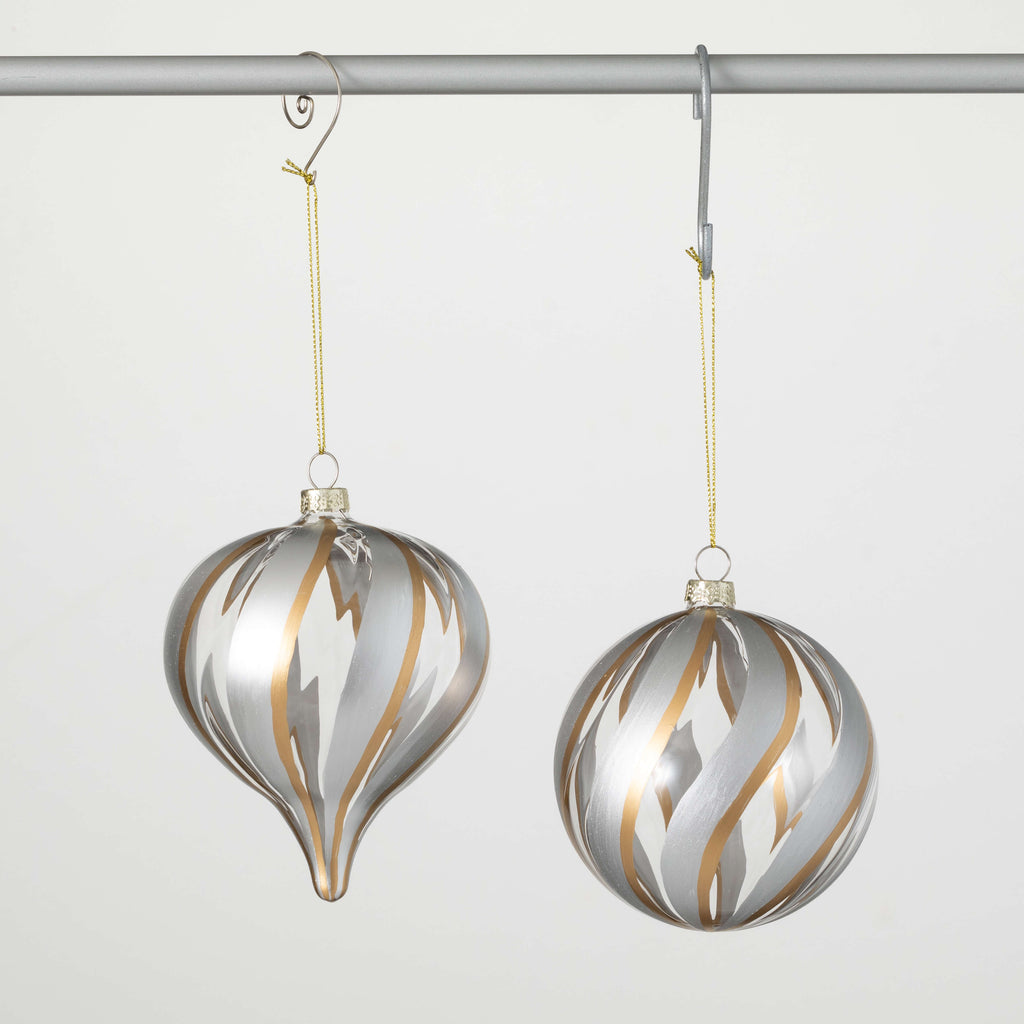 Silver Gold Striped Ornaments 