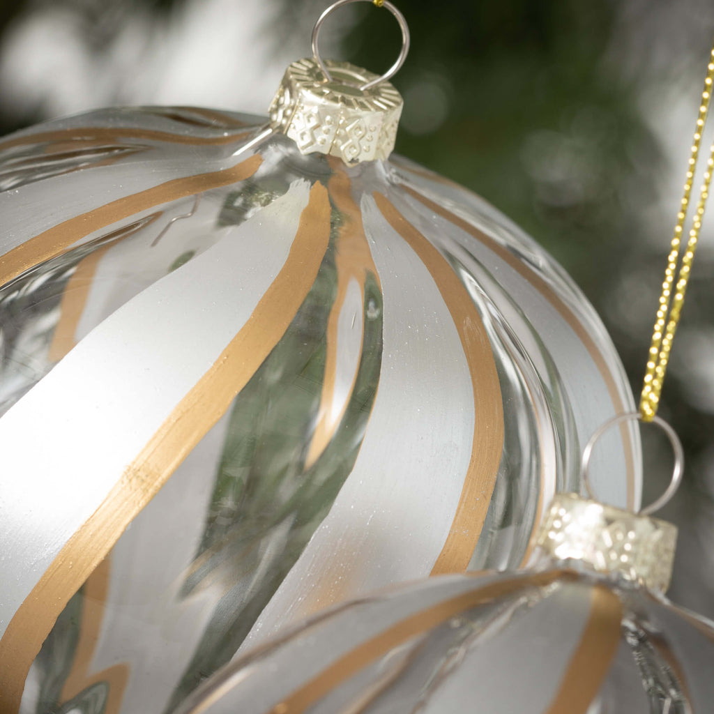 Silver Gold Striped Ornaments 