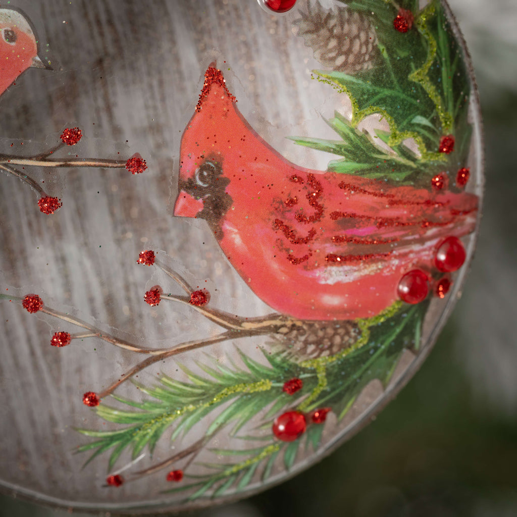 Painted Cardinal Ball Ornament