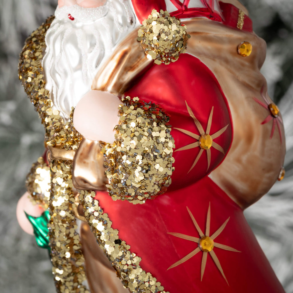 Fancy Glass Santa Ornaments   