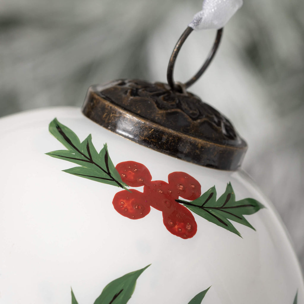 Holly Berry Ball Ornament     