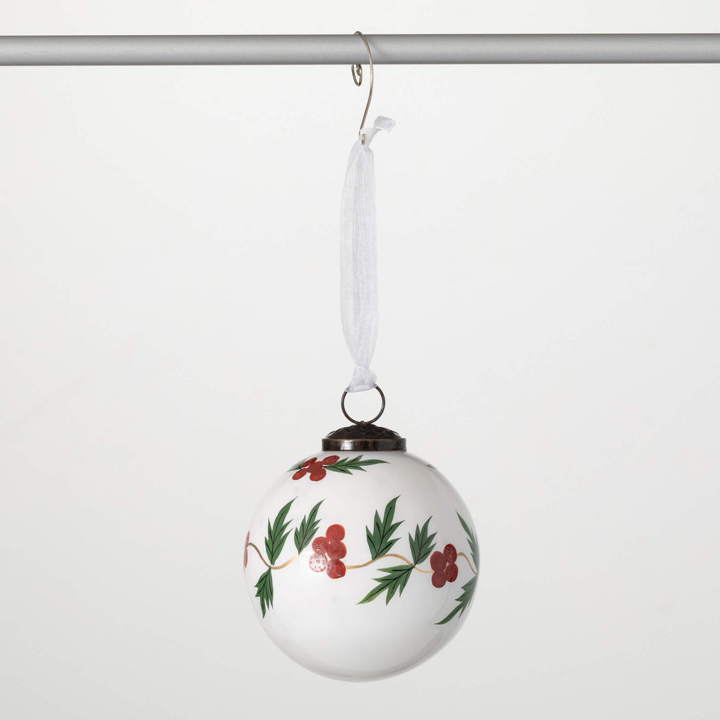 Holly Berry Ball Ornament     