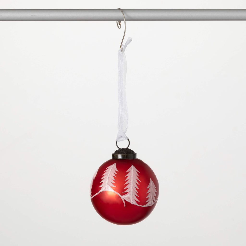 Red White Trees Ball Ornament 