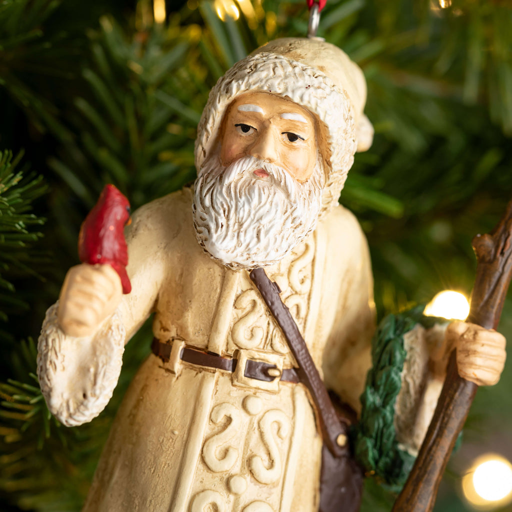 Santa With Cardinal Ornament  