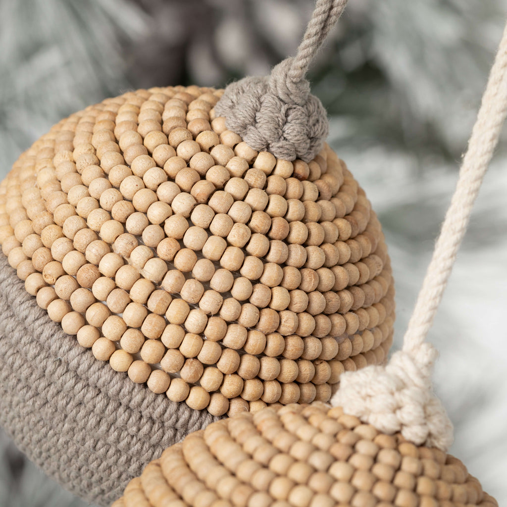 Wooden Beaded Ball Ornaments  