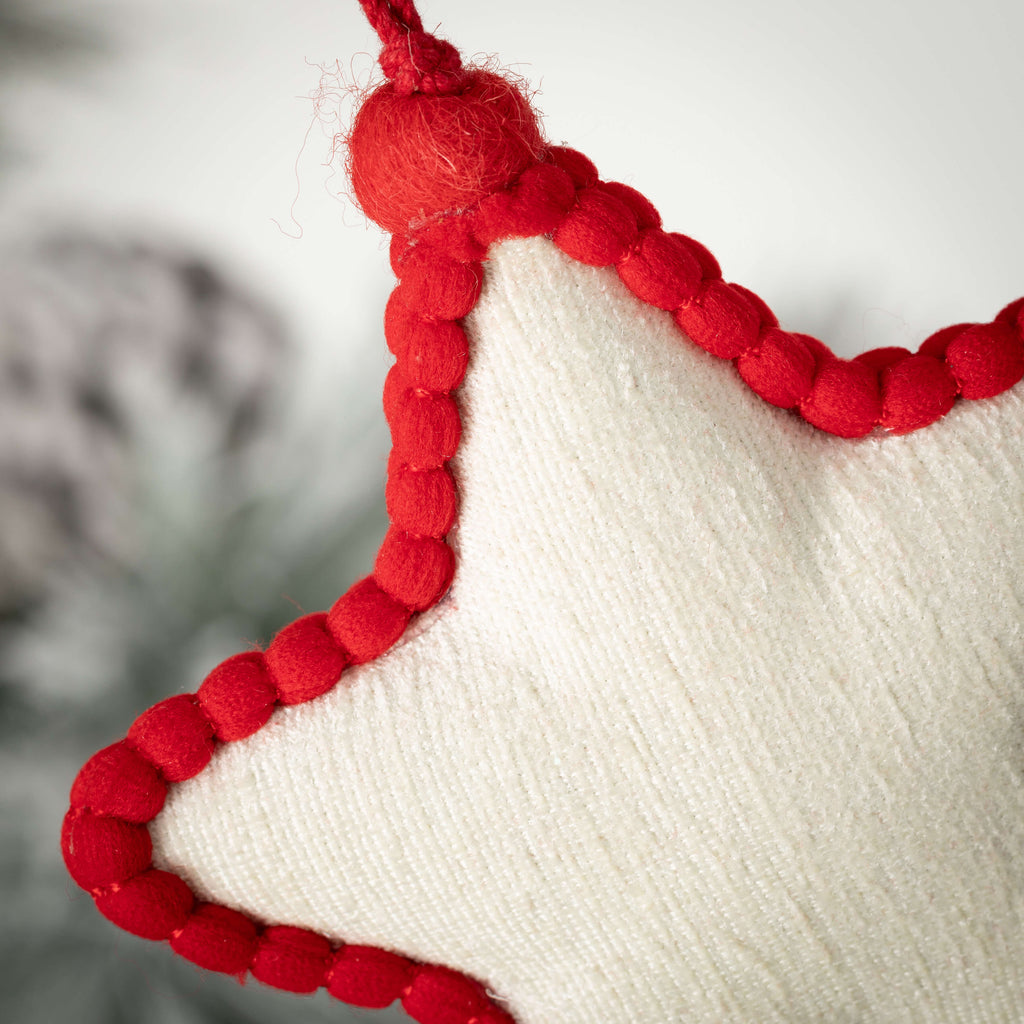 Red White Plush Star Ornament 