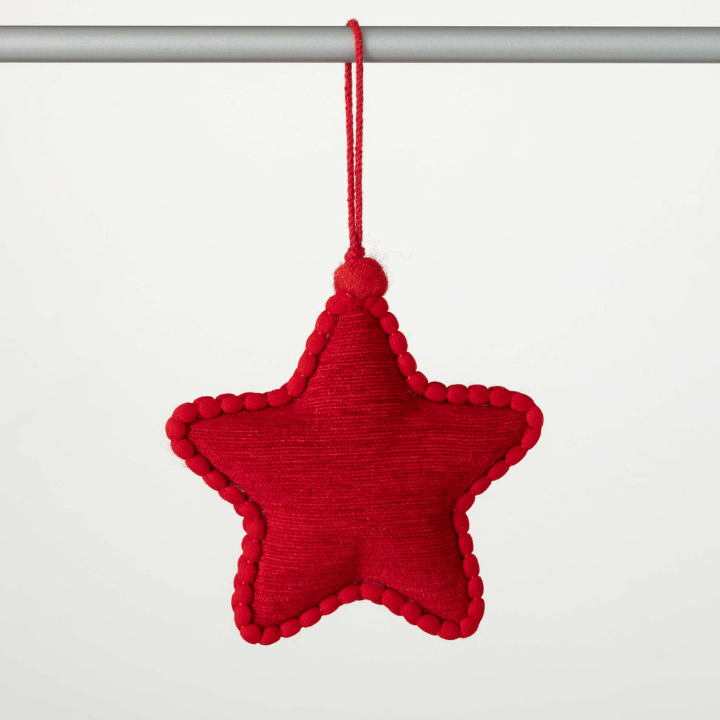 Red White Plush Star Ornament 