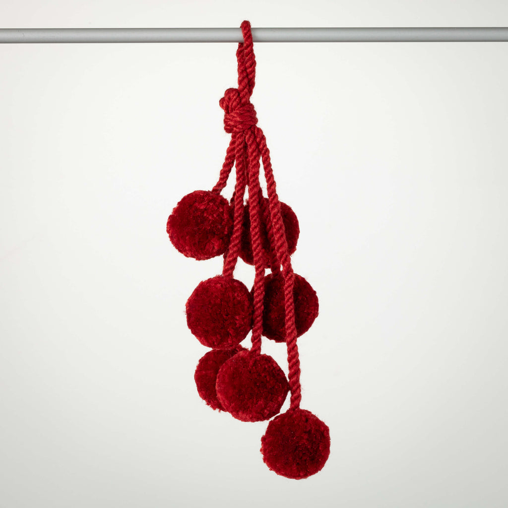 Red Pom Pom Tassel Ornament   