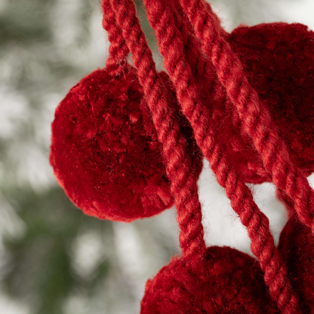 Red Pom Pom Tassel Ornament   