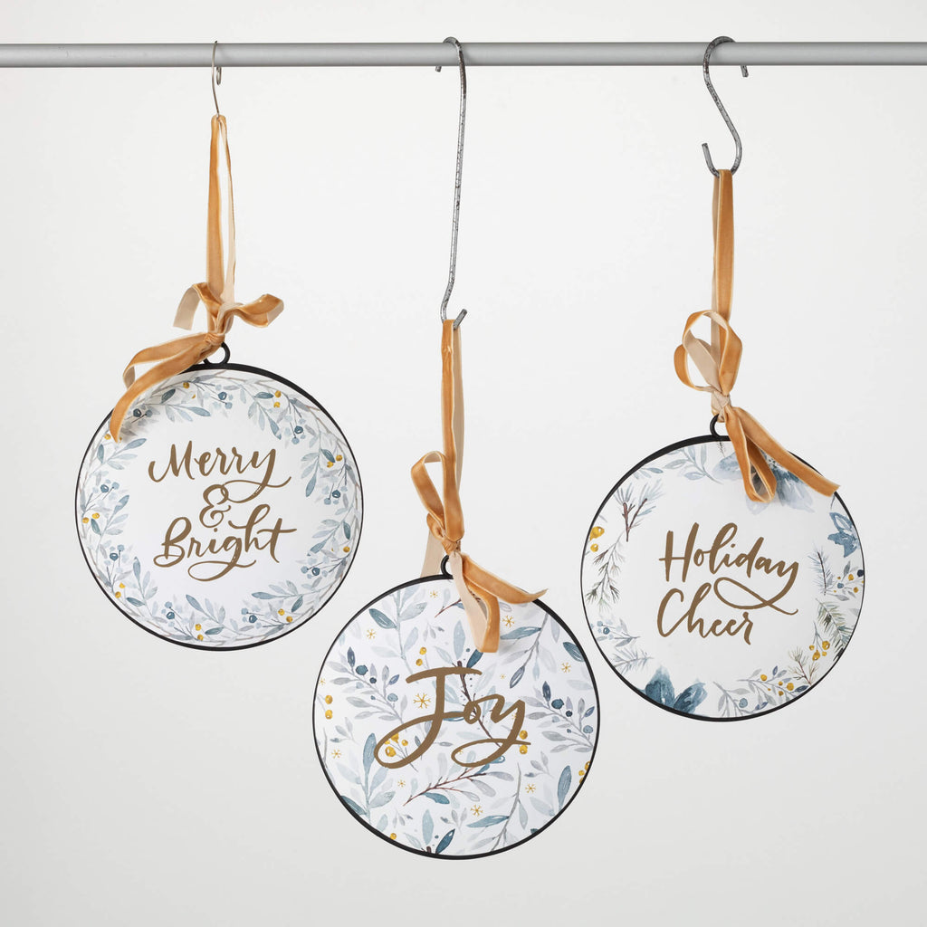 Holiday Text Disc Ornaments   