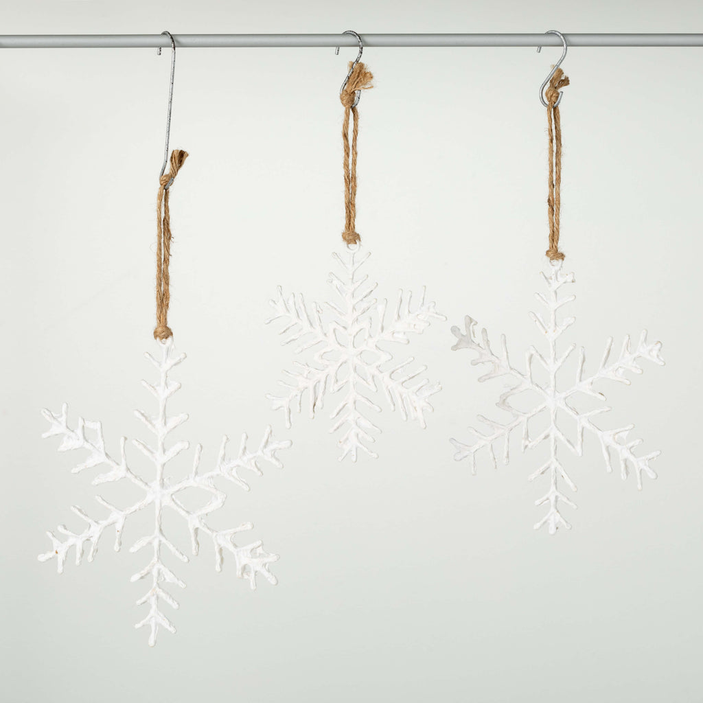 White Snowflake Ornament Set  