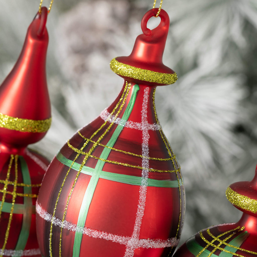 Plaid Finial Ornament Trio    