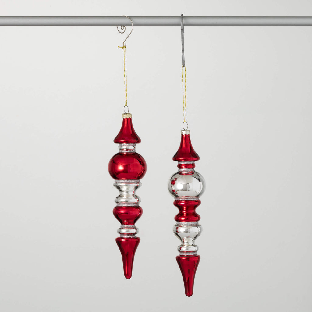 Red Clear Finial Ornament Set 