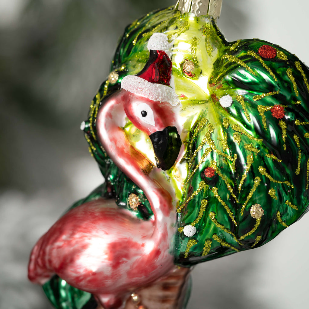 Flamingo Palm Tree Ornament   